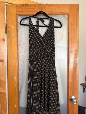 Polka Dot Halter Knit Midi Dress